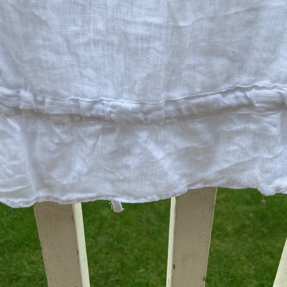 Zara Basic White Ruffles Size M, drawstring floral knit around neck and sleeves - Picture 9 of 16